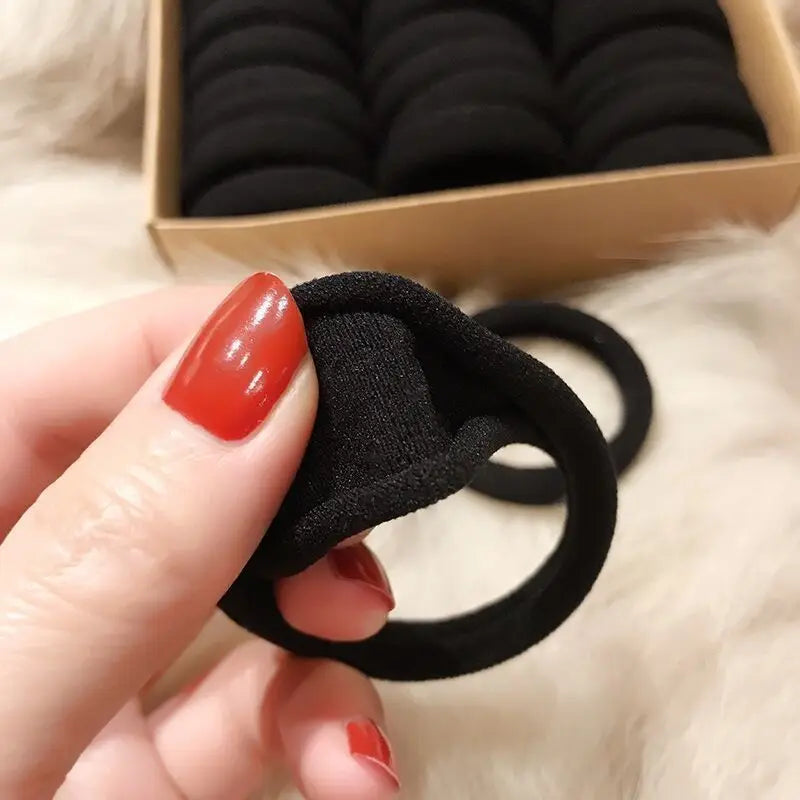 Black Towel Ring 50pcs High Elasticity Seamless Rubber