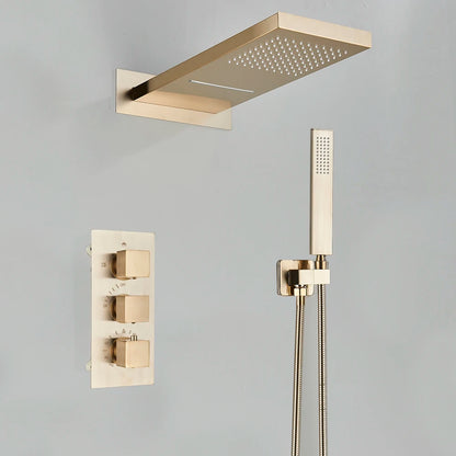 Thermostatic Shower Faucet Wall Concealed Waterfall Rainfall