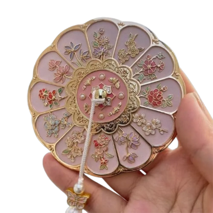 Women Flower Pattern Compact Mirror Compact Makeup Mirror