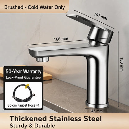 304 Stainless Steel Bathroom Sink Faucet Cold Mixer