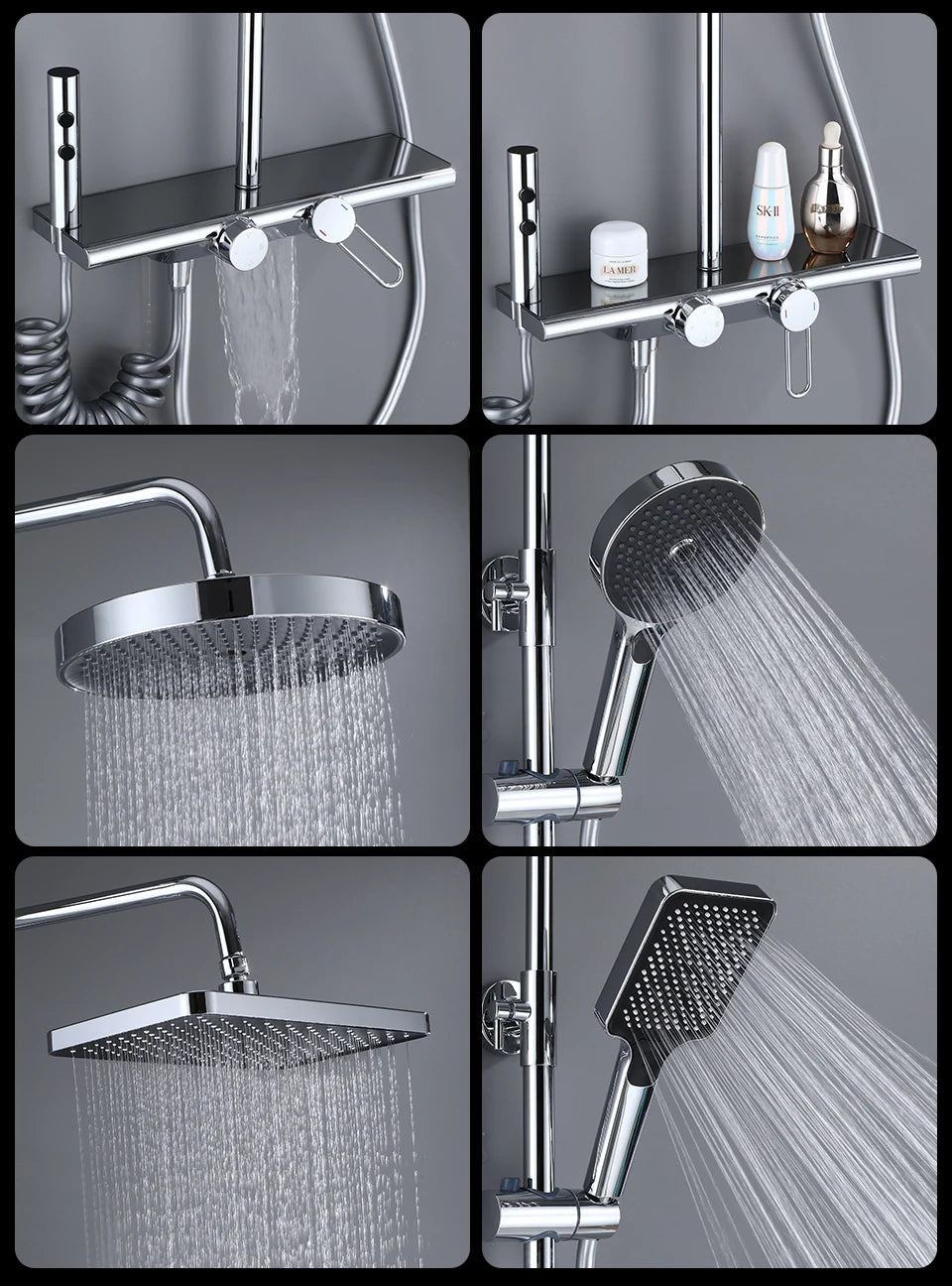 Vgx Luxury Chrome Shower System Four-Function Bathroom Shower