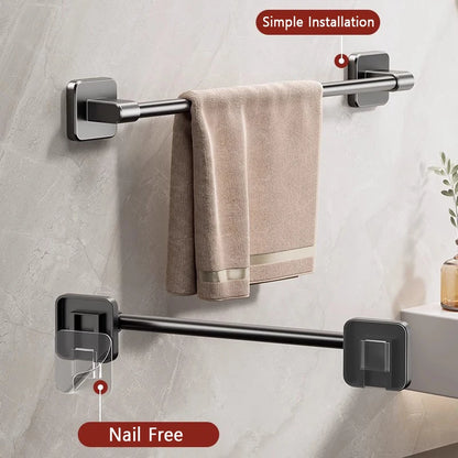Bathroom Towel Rack Punch Black White Grey Bath