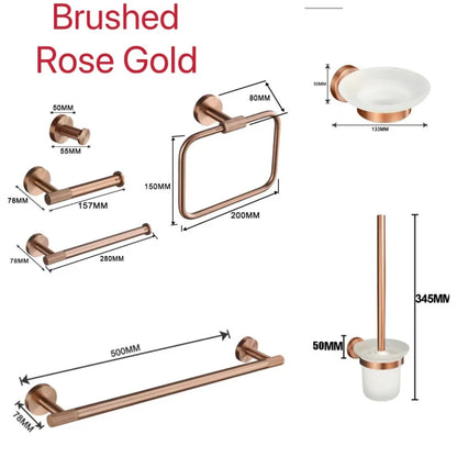 Brushed Rose Gold Brass Knurled Toilet Brush Holder