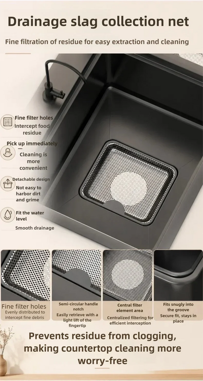 Stainless Steel Waterfall Sink Embossed Hidden Cup Washer