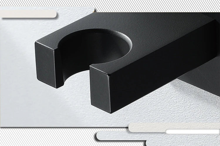 Wall-Mounted Shower Base Chrome Black Gold Square Hand-Held