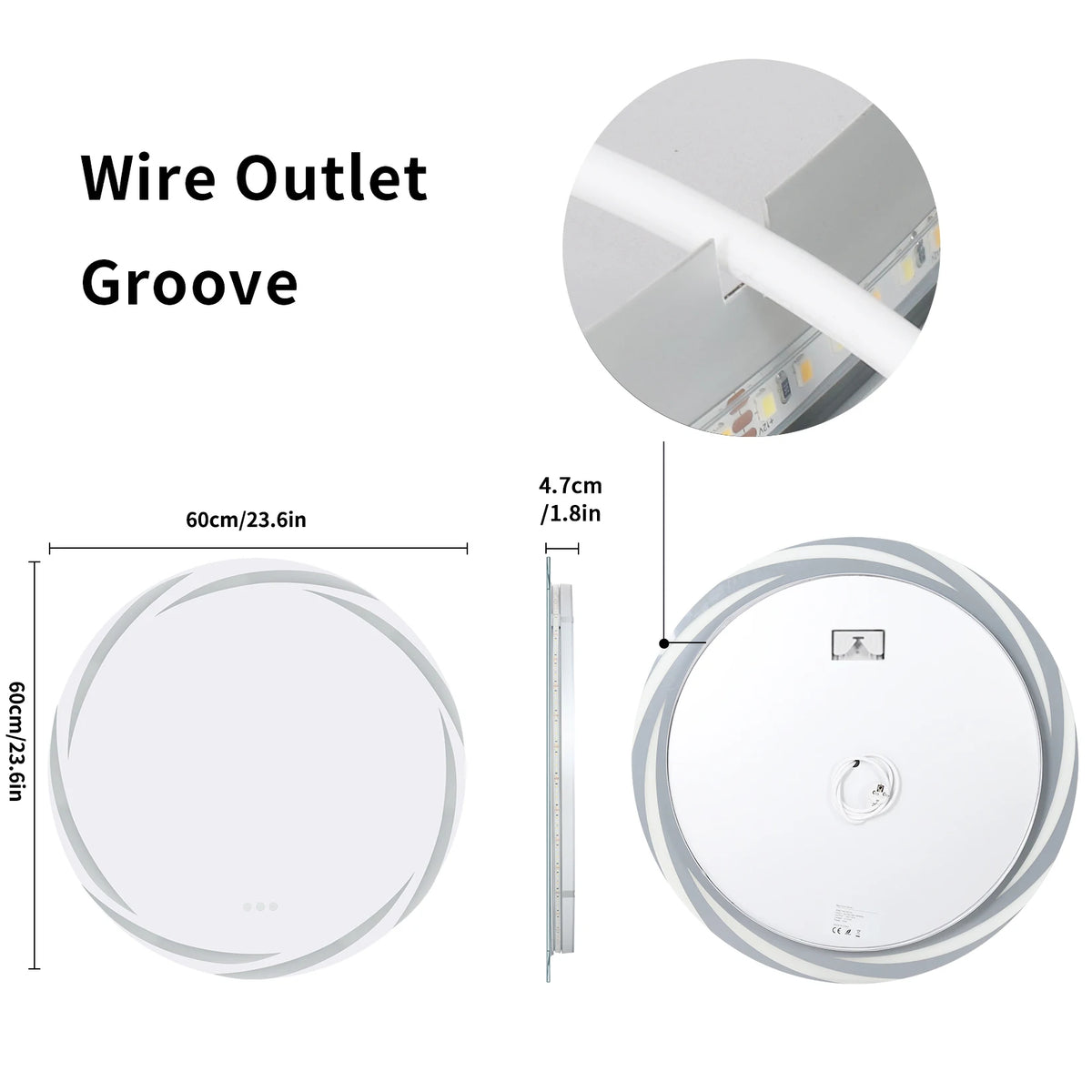 Anti-Fog Led Bathroom Mirror Circle Backlit Hd Wall