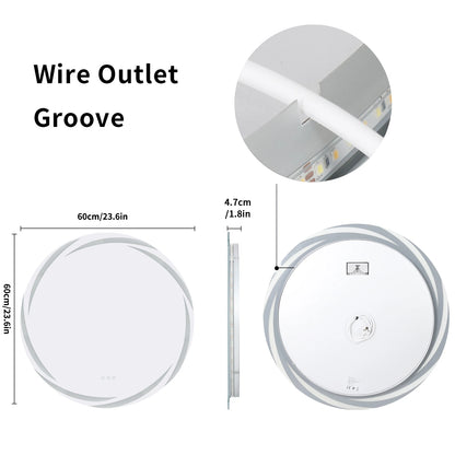 Anti-Fog Led Bathroom Mirror Circle Backlit Hd Wall