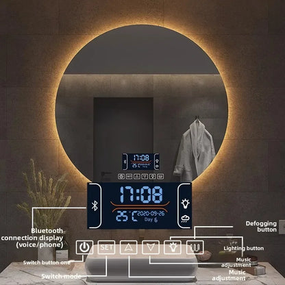 Mirror Round Mirror Wall-Mounted Smart Bathroom Mirror Led