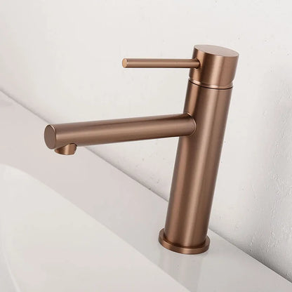 Brushed Rose Gold Bathroom Sink Faucet Deck Mounted
