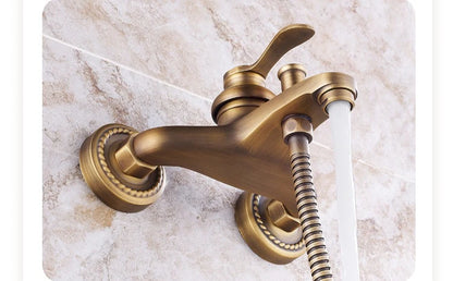 Brass Vintage Gold/Black Simple Shower Spray Handheld Shower