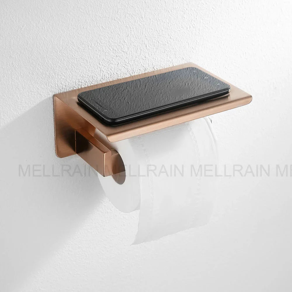 Brushed Rose Gold Towel Rack Robe Hook Bathroom