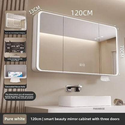 Arc-Shaped Smart Bathroom Mirror Cabinet Wall-Mounted Bathroom