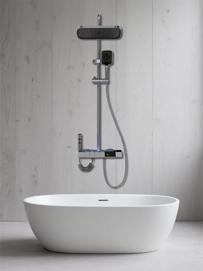 Digital Display Shower Faucet Modern Style Rainfall Bathroom