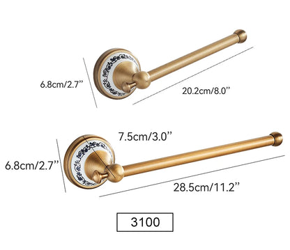 Antique Brass 2pc Bathroom Bronze Dispenser Towel Rod