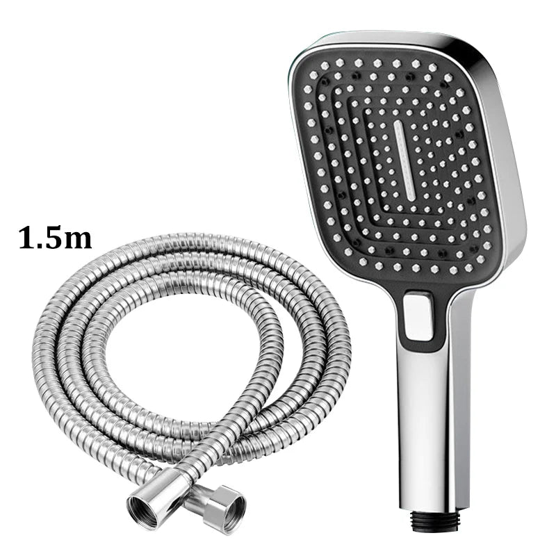 Square 3-Mode Pressurized Shower Head Large Panel Bathroom