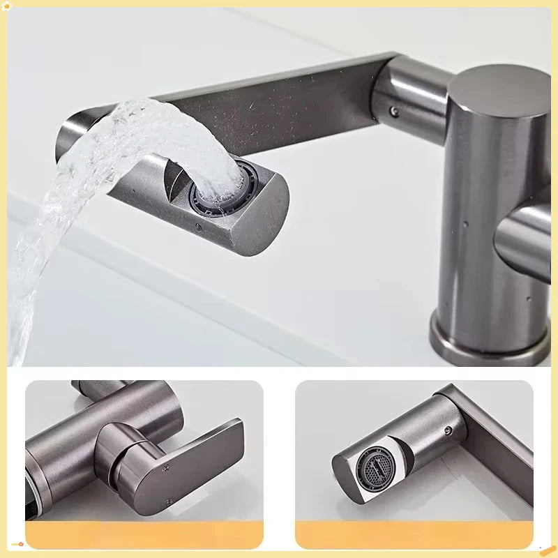 Grey Aluminum Bathroom Basin Faucet 360 Swivel Washbasin