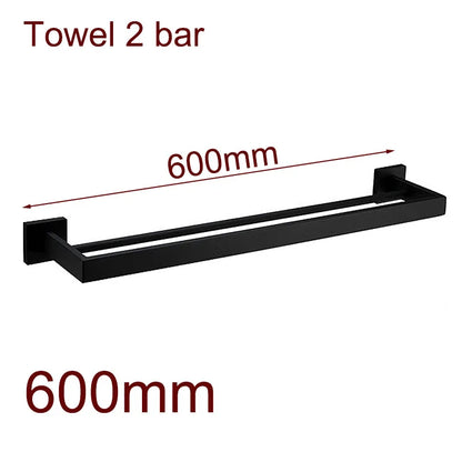 Black Bathroom Stainless Steel Wall Rack Towel Rack