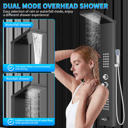 Function Shower Column Panel Stainless Steel Rain Massage
