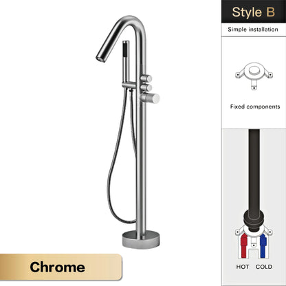 Aitna Gold Brass Luxury Bathroom Faucet Floor Standing