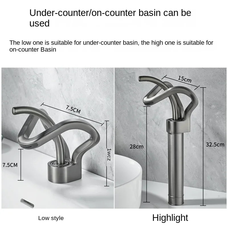 Faucet Bathroom Hollow Out Design Waterfall Basin Mixer