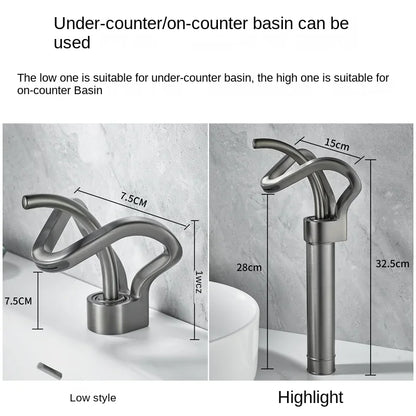 Faucet Bathroom Hollow Out Design Waterfall Basin Mixer