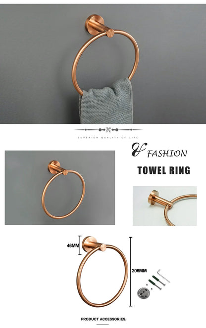 High Quality Brushed Rose Gold Bathroom Pendant Towel