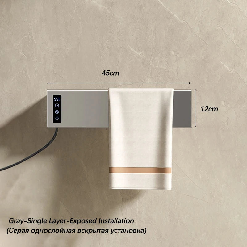 White Electric Heated Towel Rail Smart Temperature Time