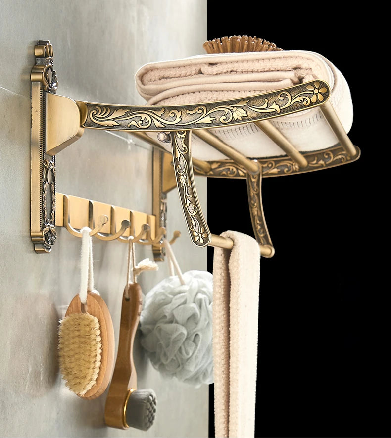 Antique Bathroom Hardware Wall-Mounted Towel Rack Toilet Brush