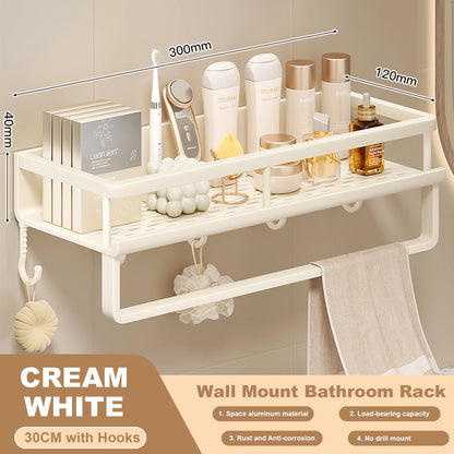 Punch-Free Bathroom Rack Bathroom Shelf Toilet Space Aluminum
