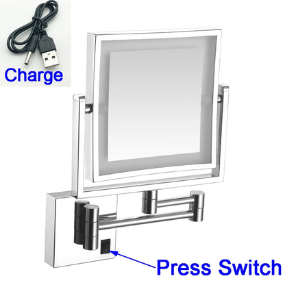 Led Bathroom Mirror 3x Magnifying Dual Arm Extendable