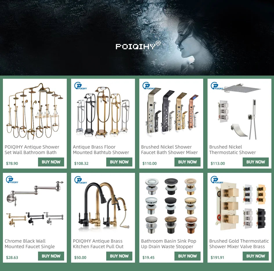 Golden Shower Faucet Waterfall Bath Shower Mixer Tap