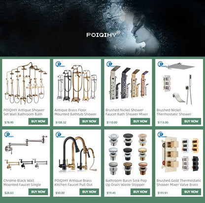 Golden Black Shower Panel Wall Rain Waterfall Shower