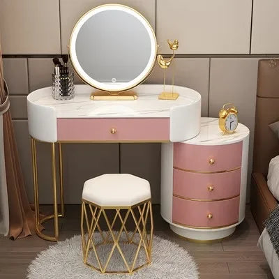 Pink White Vanity Table Women Luxury Nail European