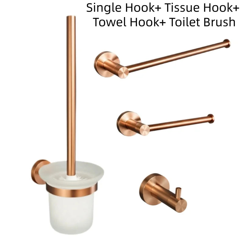 Brushed Rose Gold Bathroom Towel Rack Tissue Rack