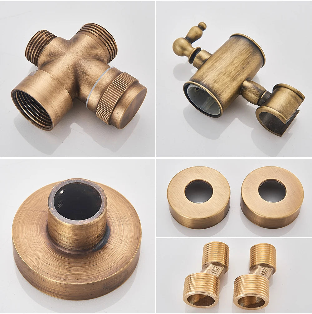 Golden Shower Bathroom Bath Shower Faucet Brass Swivel