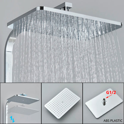 Bathroom Thermostatic Shower Faucet Rainfall Head Wall Mounted