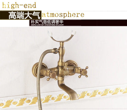 Antique Bathroom Bathtub Showet Faucet Copper Black Shower
