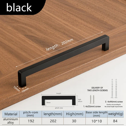 Square 500mm Extended Long Handle Wardrobe Door Handle
