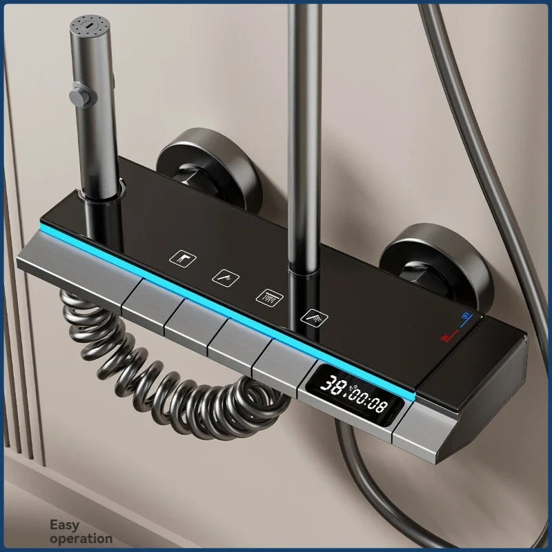 4-Way Rainlfall Shower System Smart Digital Bathroom Shower