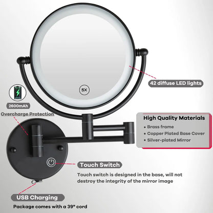 10x Magnifying Led Makeup Mirror Touch On Dual