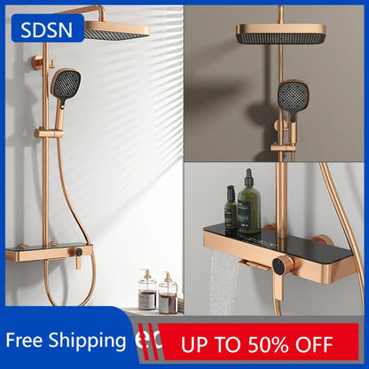 Cold Bathroom Shower System Sprinkler Brushed Rose Gold