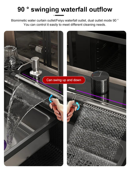 Waterfall Sink Stainless Steel Multi-Function Large Slot