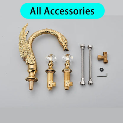 Golden Bathroom Faucet Swan/Bird Shape Basin Faucet Tap