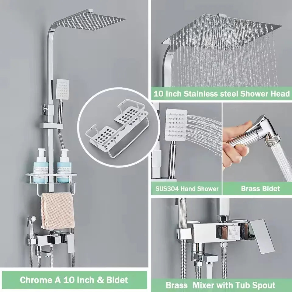 Cold Bathroom Shower Stainless Steel Bathroom Faucet System