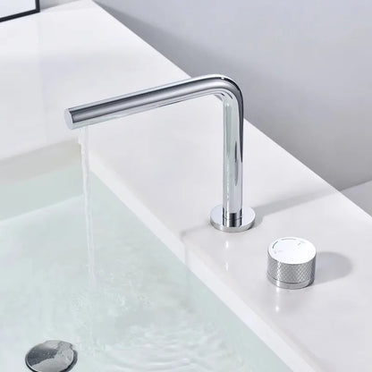 Brushed Gold Bathroom Faucet Two Holes Gun Grey