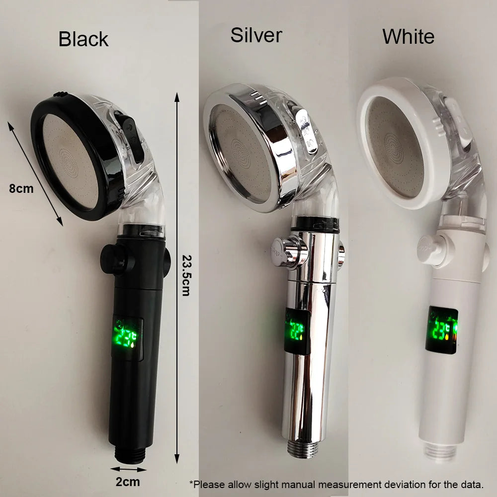 Led Digital Temperature Display Shower Head Modes Large