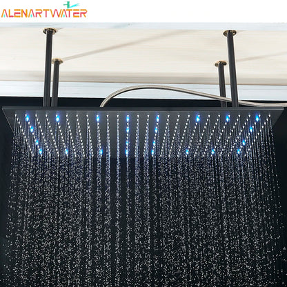 40 80cm High Pressure Led Shower Head Black