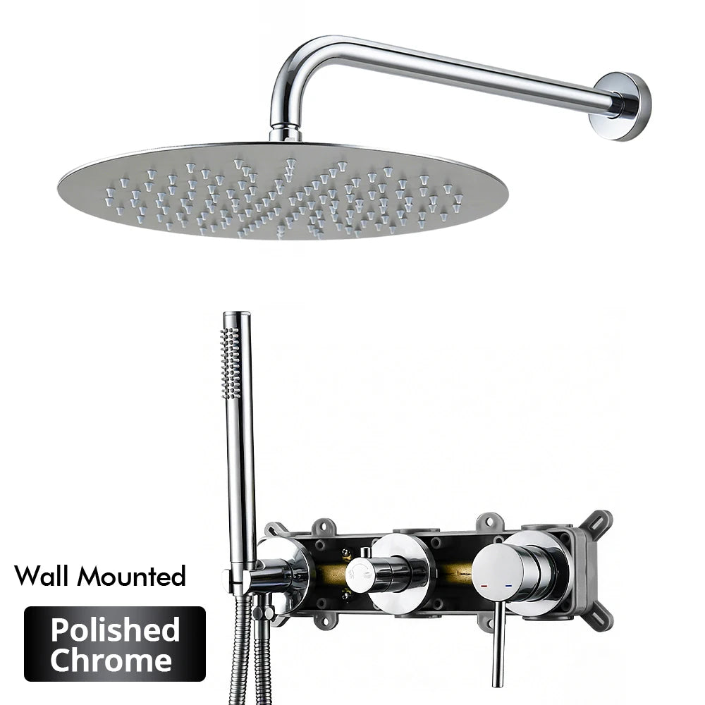 Gunmetal Shower Faucet 8-16 Wall Mounted Concealed Control