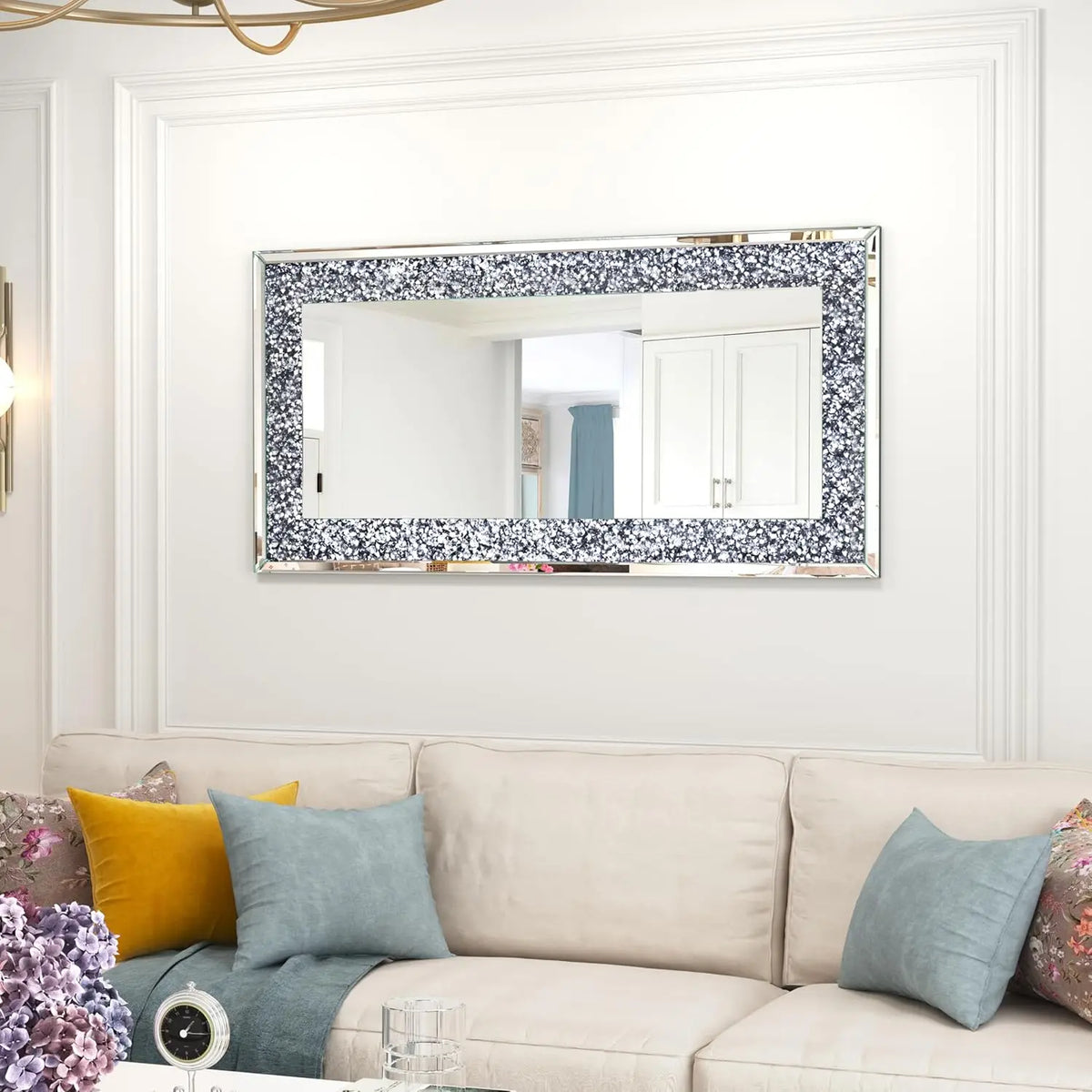 120x60cm Crystal Crush Diamond Wall Mirror Gorgeous