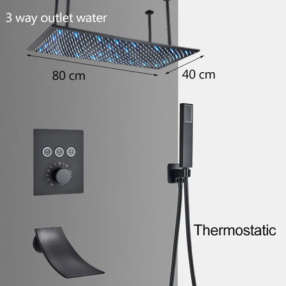 Black Ceiling Canopy Bathroom Shower Faucet Cold Mixer